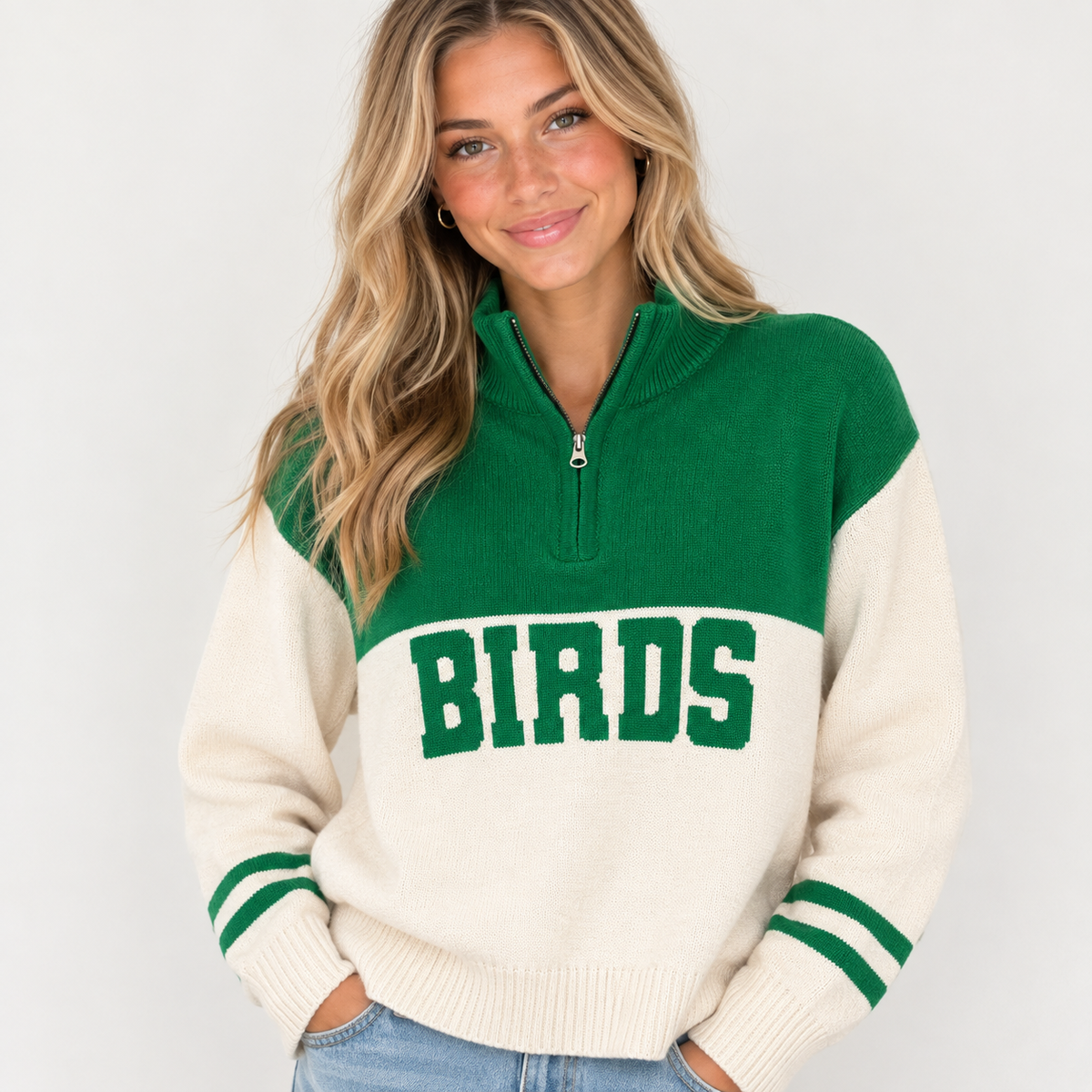 Birds Quarter Zip Sweater