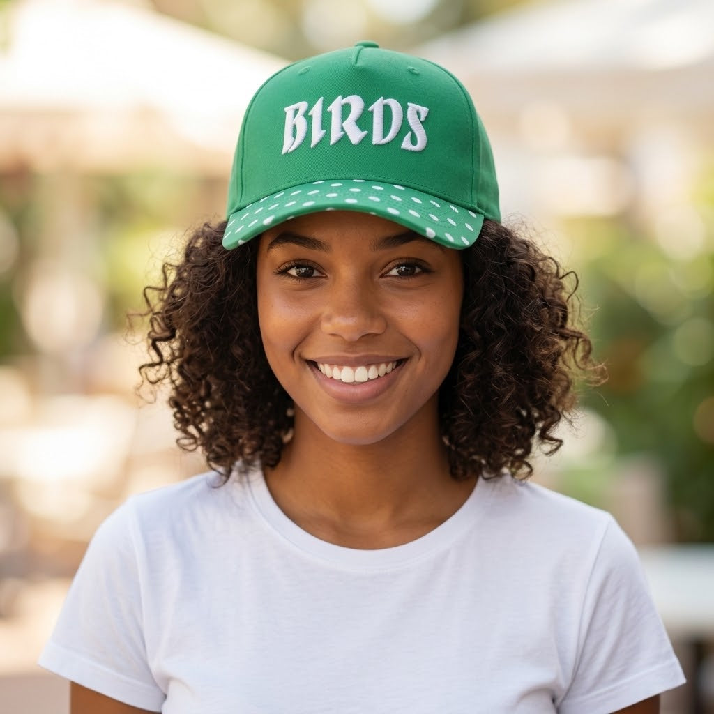 Birds Stitched Hat with Polka Dot Feature