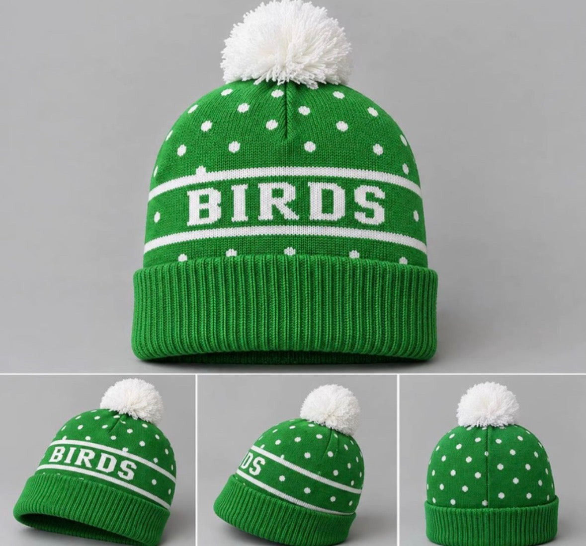 Birds Polka Dot Hat with Pom Pom