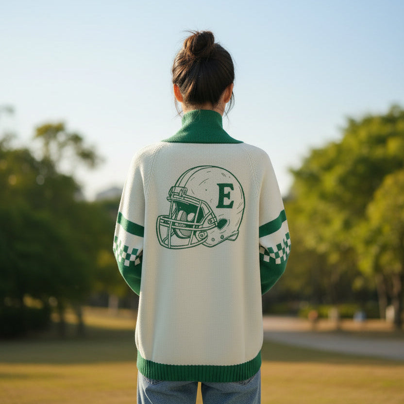 Philadelphia Vintage Inspired Cream & Kelly Green Cardigan
