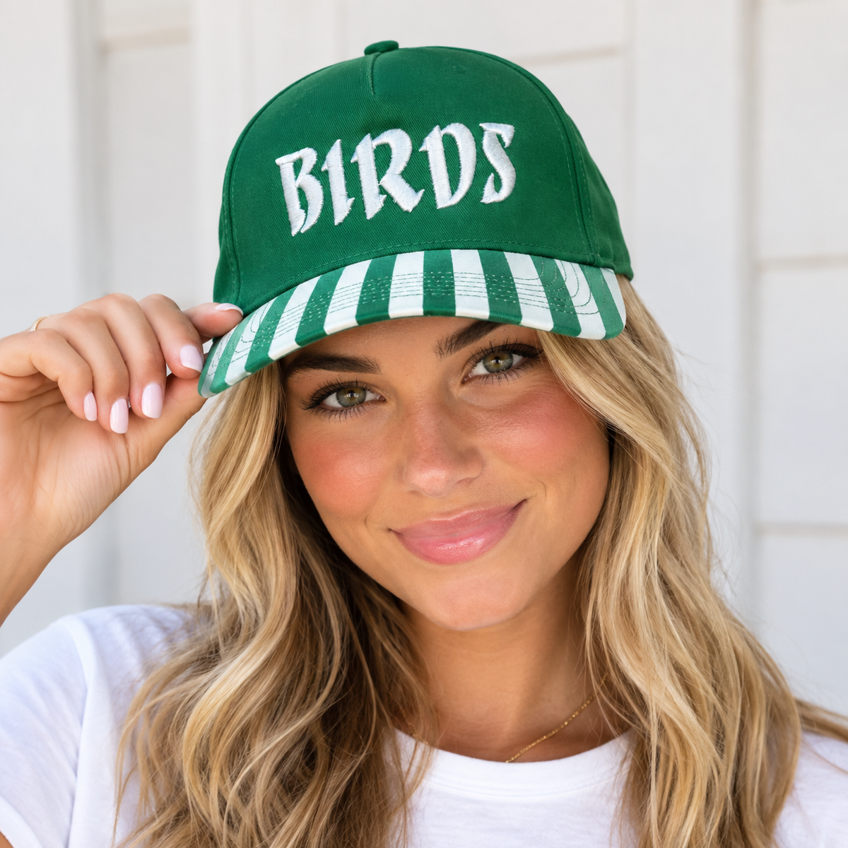 Birds Stitched Hat Stripe Brim
