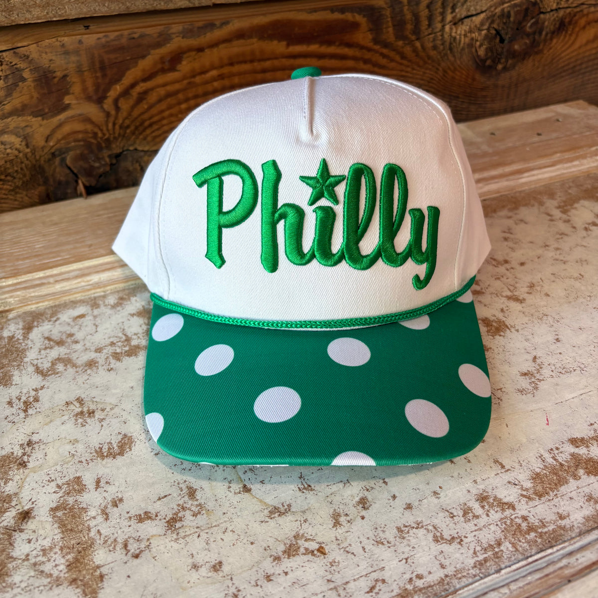 Philly Green Polka Dot Structured Hat