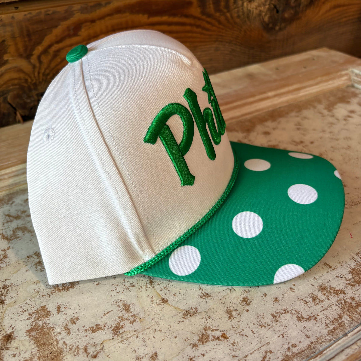 Philly Green Polka Dot Structured Hat
